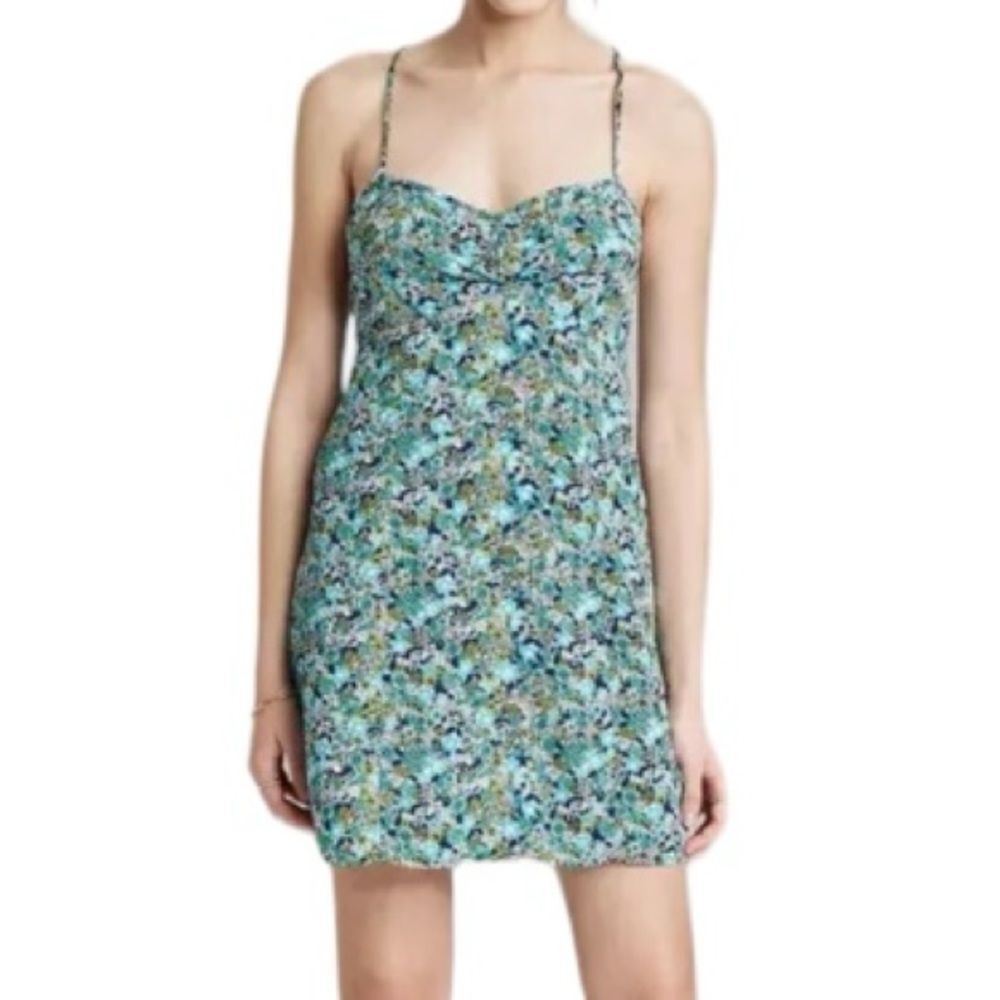 NWT Blue green floral spaghetti strap mini dress size medium